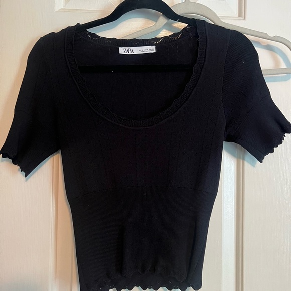 Zara Black Eyelet Top - Picture 4 of 4